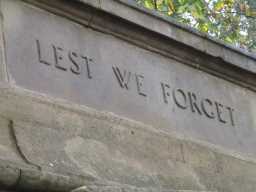 Lest We Forget Inscription on Fence Houses War Memorial January 2017